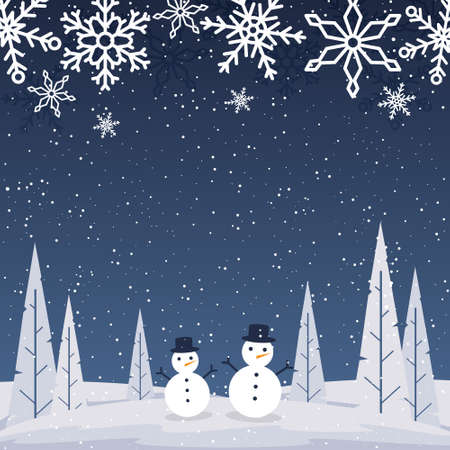 Snow Landscape Happy New Year Holiday Greeting Card Background Templateのイラスト素材