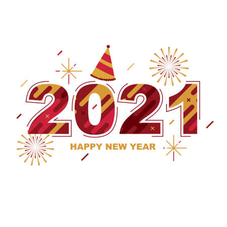 Fireworks Happy New Year Holiday Greeting Card Background Templateのイラスト素材