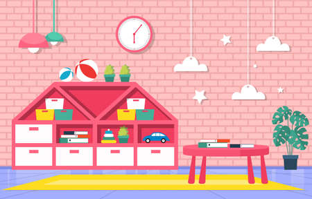 Classroom Interior Education Elementary Kindergarten Children School Illustrationのイラスト素材
