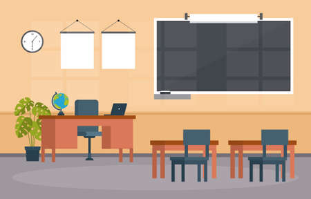 Empty Classroom Education Elementary High School Class Nobody Illustrationのイラスト素材