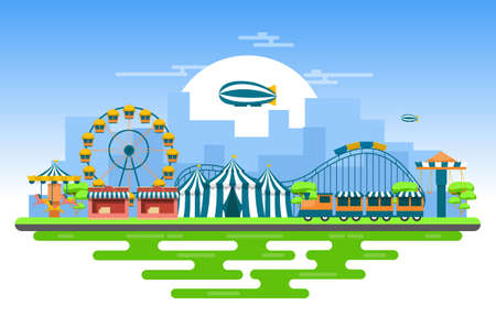 Circus Ferris Wheel Amusement Park Happy Holiday Illustrationのイラスト素材