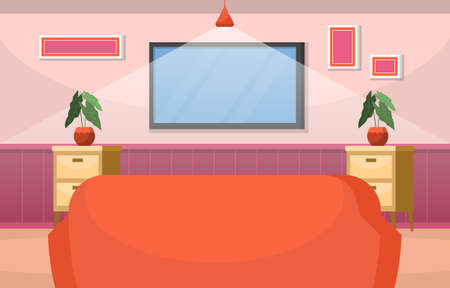Tropical Houseplant Green Decorative Plant in Living Room Illustrationのイラスト素材