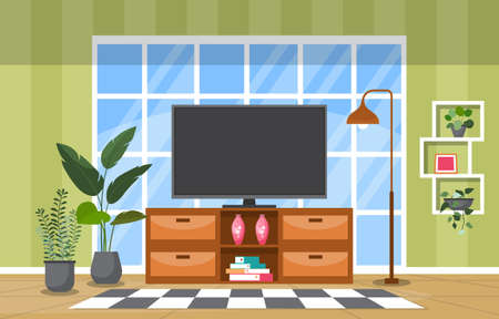 Tropical Houseplant Green Decorative Plant Interior House Illustrationのイラスト素材