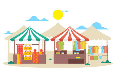 Fresh Fruit Vegetable Store Stall Stand Grocery in Market Illustrationのイラスト素材