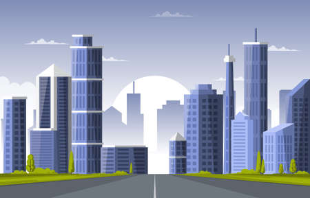 Street City Building Construction Cityscape Skyline Business Illustrationのイラスト素材
