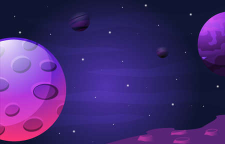 Moon Planet Star Sky Space Universe Exploration Illustrationのイラスト素材
