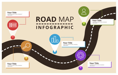 Road Map Creative Report Business Plan Concept Infographic Templateのイラスト素材