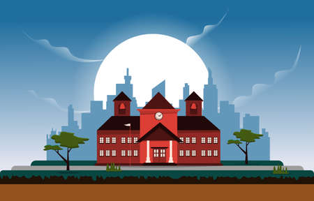Student Back to School Building Study Education Vector Illustrationのイラスト素材