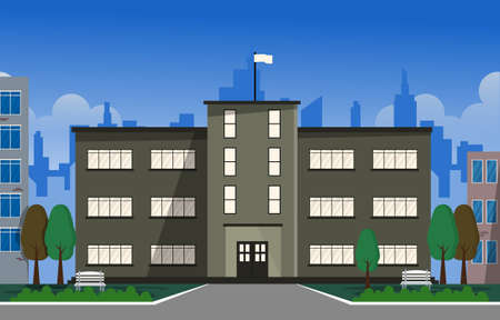 City School Building Study Learning Education Vector Illustrationのイラスト素材