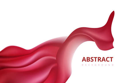 Abstract Flying Wave Red on White Silk Satin Fabric Opening Ceremony Backgroundのイラスト素材