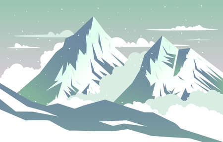 Snow High Peak Mountain Frozen Ice Nature Landscape Adventure Illustrationのイラスト素材