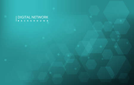Turquoise Hexagon Digital Network Connection Internet Technology Backgroundのイラスト素材