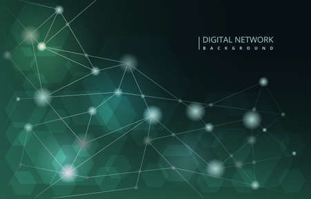 Green Hexagon Digital Network Connection Internet Technology Backgroundのイラスト素材