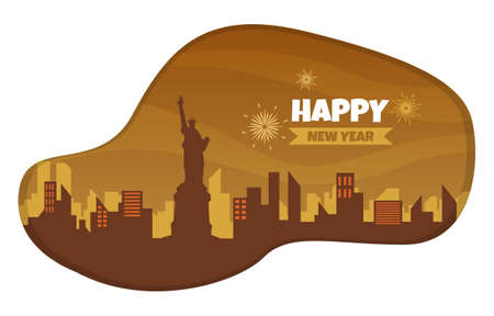 Beautiful New York Night City Building New Year Card Vector Illustrationのイラスト素材