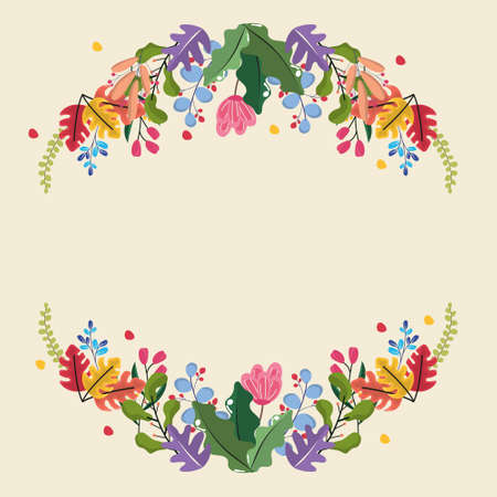 Wreath Spring Flower Floral Plant Frame Card Vector Decorationのイラスト素材