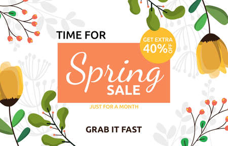Time Spring Sale Flower Floral Season Marketing Banner Businessのイラスト素材