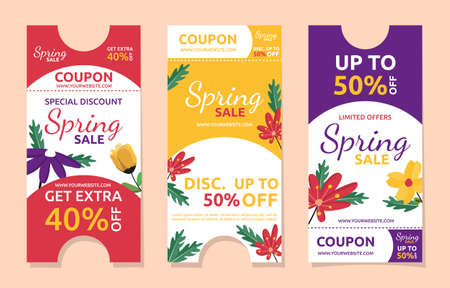Coupon Spring Sale Flower Floral Season Marketing Banner Businessのイラスト素材
