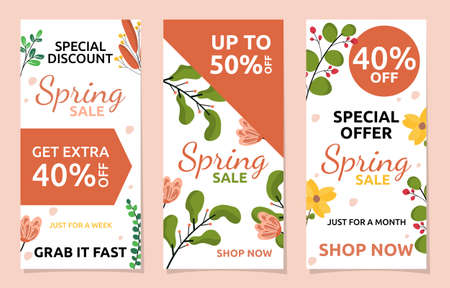 Discount Spring Sale Flower Floral Season Marketing Banner Businessのイラスト素材