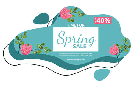 Time Spring Sale Flower Marketing Business Banner Fluid Styleのイラスト素材