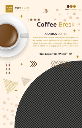 Coffee Cafe Social Media Post Template Flyer Promotion Blank Spaceのイラスト素材