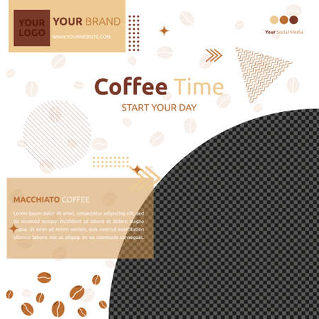 Coffee Cafe Social Media Post Template Online Promotion Photo Spaceのイラスト素材