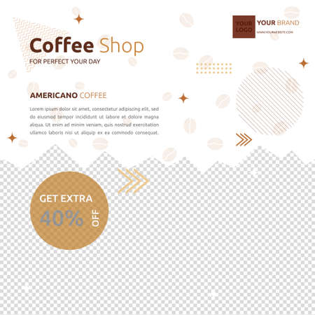 Coffee Shop Cafe Social Media Post Template Promotion Photo Spaceのイラスト素材