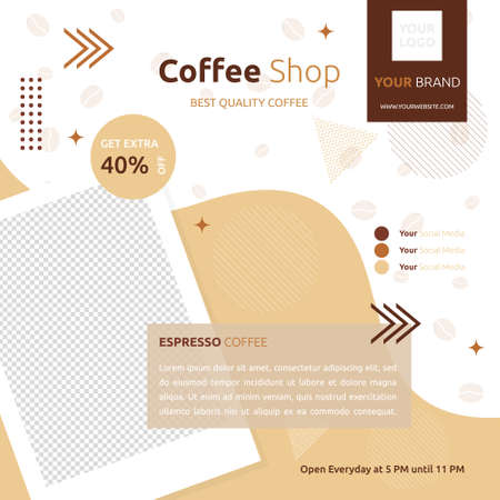 Coffee Shop Cafe Social Media Post Template Promotion Photo Spaceのイラスト素材