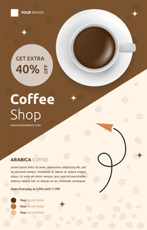 Coffee Shop Cafe Social Media Post Template Promotion Flyer Brochureのイラスト素材