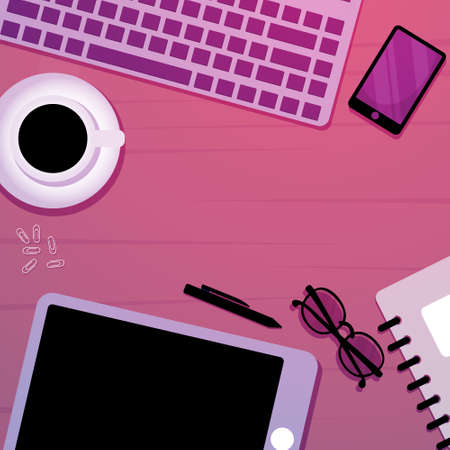 Graphic Designer Digital Graphic Drawing Tool Top View Flat Design Illustrationのイラスト素材