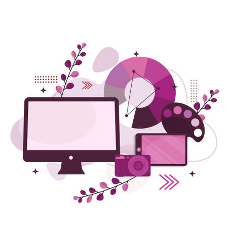 Graphic Designer Digital Graphic Drawing Tool Flat Design Illustrationのイラスト素材