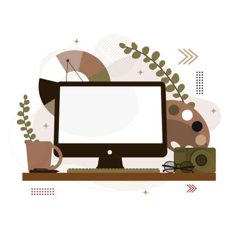 Graphic Designer Digital Graphic Drawing Tool Flat Design Illustrationのイラスト素材