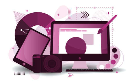 Graphic Designer Digital Graphic Drawing Tool Flat Design Illustrationのイラスト素材