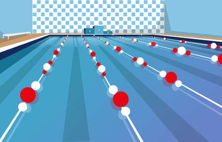 Swimming Pool Swim Lane Sport Champion Podium Competition Flat Illustrationのイラスト素材