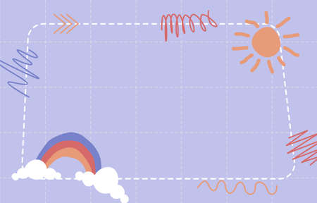 Cute Purple Polka Dot Background Sun Rainbow Cloud