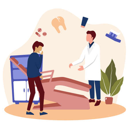 Dentist Tooth Doctor Dental Health Care Flat Illustrationのイラスト素材