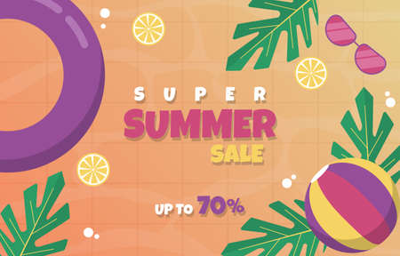 Swimming Pool Fruit Summer Sale Holiday Event Poster Templateのイラスト素材