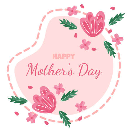 Happy Mother's Day Flower Floral Card Flat Illustrationのイラスト素材