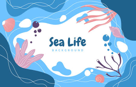 Ocean Underwater Life Sea Beach Text Space Backgroundのイラスト素材