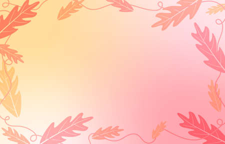 Pastel Yellow Red Pink Oak Leaf Organic Nature Backgroundのイラスト素材