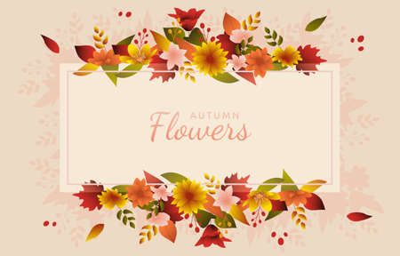 Beautiful Fallen Flower Fall Autumn Summer Frameのイラスト素材