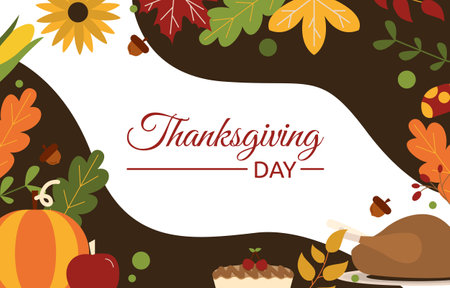 Happy Thanksgiving Day Food Background Thanks Givingのイラスト素材