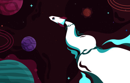 Rocket Outer Space Craft Planet Stars Adventure Illustrationのイラスト素材