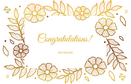 Congratulations Card Career Job Promotion Golden Flower Floralのイラスト素材