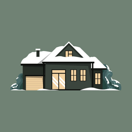 Minimalist House Design Unique Snow Winter Season Illustrationのイラスト素材