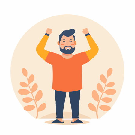 Happy Father Day Celebration with Character of Dad Looks Happyのイラスト素材