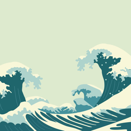 Summer Background of Beautiful Ocean Sea Water Waves with Clean Copy Spaceのイラスト素材
