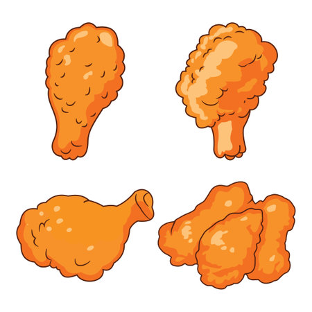 Crunchy Crispy Fried Chicken Fast Junk Food Vector Illustrationのイラスト素材