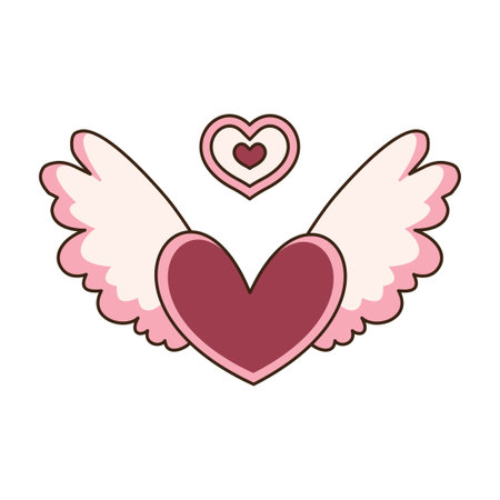 Beautiful Pink Love Heart Guardian Angel Wings Flying in Heaven Skyのイラスト素材