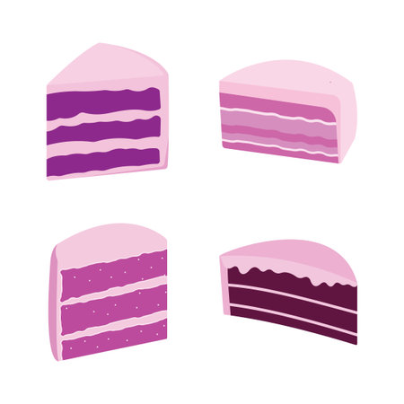 Slice of Delicious Birthday Purple Cake Sweet Dessert Food