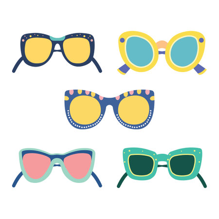 Vector Collection of Cute Colorful Glasses Eyeglasses Accessory Fashion Styleのイラスト素材